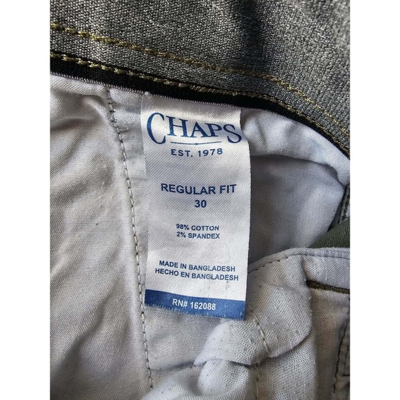 Chaps Mens Regular Fit Olive Green Chino Shorts Size 30 Stretch Cotton Blend - Picture 8 of 12